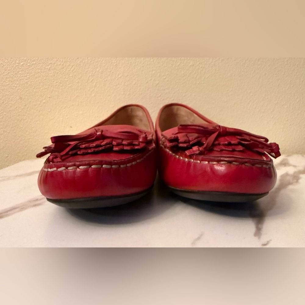 Cole Haan Red Fringe Leather Loafers, Size 6-1/2, NIB - Picture 7 of 12